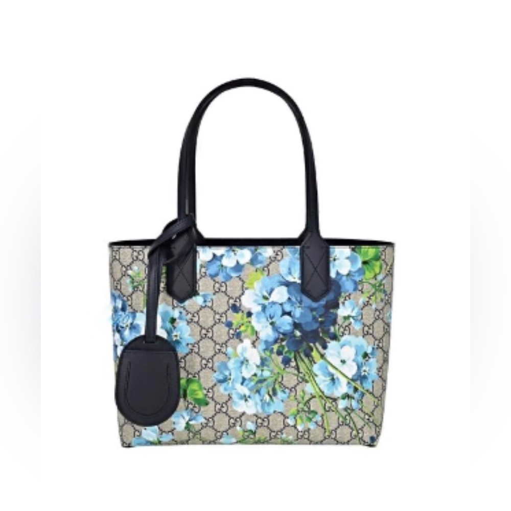 Authentic Gucci Reversible Tote Blooms GG Print Leather Small.